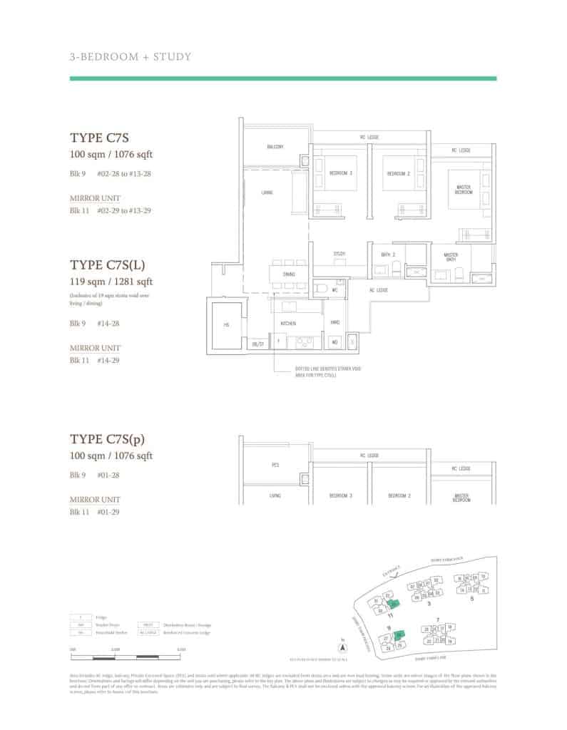 The Botany At Dairy Farm Floor Plan Type C7S 3 Bedroom PLus Study